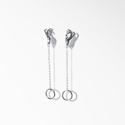 Gathering Hands Circle Drop 14k Gold Earrings