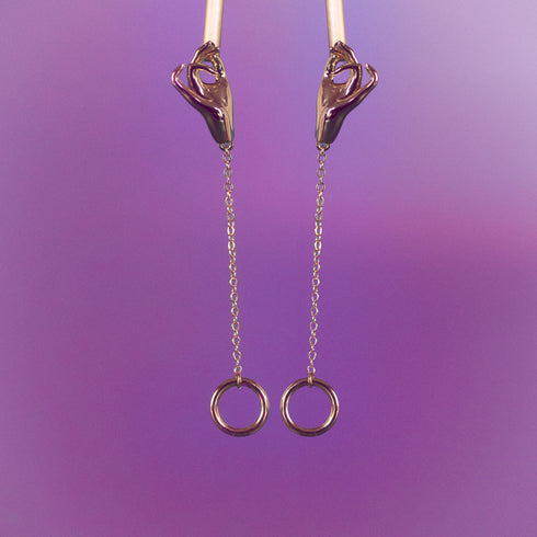 Gathering Hands Circle Drop 14k Gold Earrings