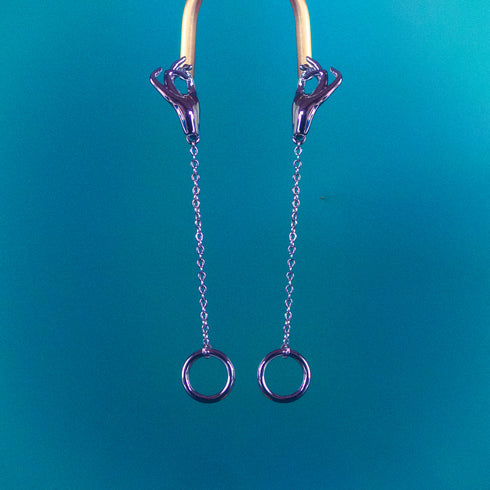 Gathering Hands Circle Drop 14k Gold Earrings