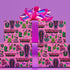 40th birthday Vibrant wrapping paper featuring a playful goth theme with illustrations of skulls, birthday cakes, and caskets marked "RIP 30s", set against a pink background with green accents. Ideal for themed 40th birthday gifts.