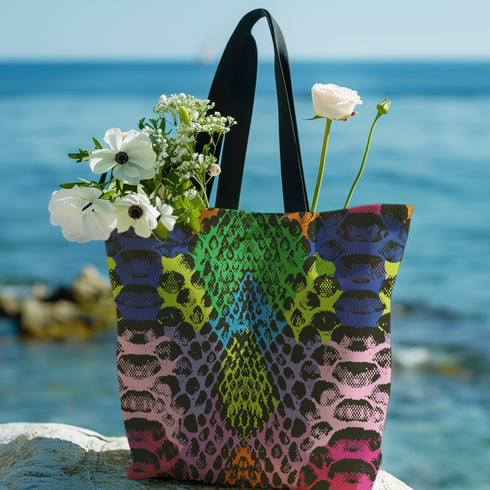 Snakeskin Carry All Tote in Rainbow