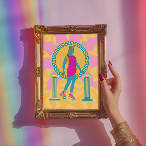Roller Skating Goddess Art Print