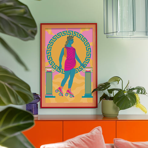Roller Skating Goddess Art Print