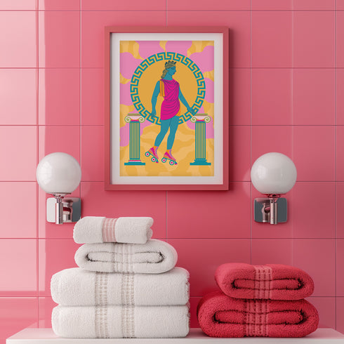Roller Skating Goddess Art Print
