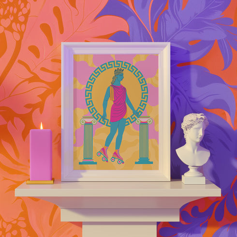 Roller Skating Goddess Art Print