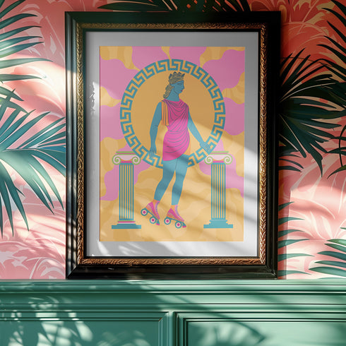Roller Skating Goddess Art Print