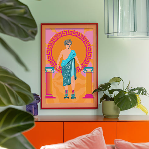 Roller Skate Greek Art Print
