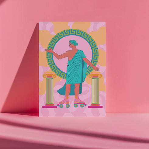 Greek Statue on Roller Skates Art Print