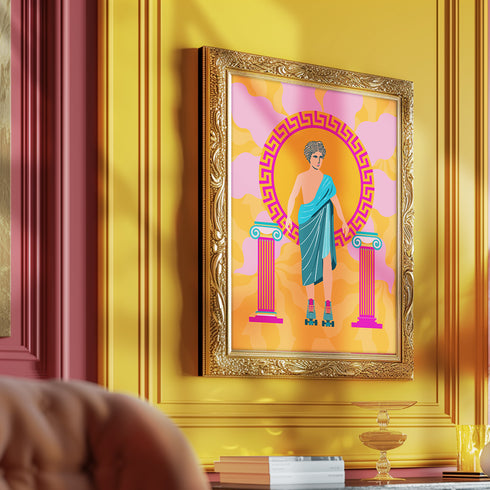 Roller Skate Greek Art Print