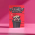 A humorous holiday card featuring a cartoon possum popping out of a trash can, wearing a Santa hat with fangs bared. The text at the top reads "It's the most trashiest time of the year," adding a playful and quirky twist to the holiday season.