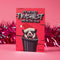 A humorous holiday card featuring a cartoon possum popping out of a trash can, wearing a Santa hat with fangs bared. The text at the top reads "It's the most trashiest time of the year," adding a playful and quirky twist to the holiday season.