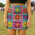 Patchwork Floral Mini Skirt, Retro 70s Bodycon