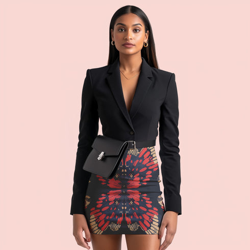 Midnight Monarch Mini Skirt in Red
