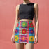 Patchwork Floral Mini Skirt, Retro 70s Bodycon