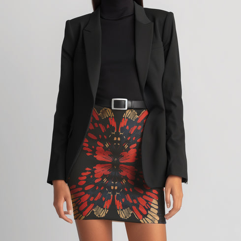 Midnight Monarch Mini Skirt in Red