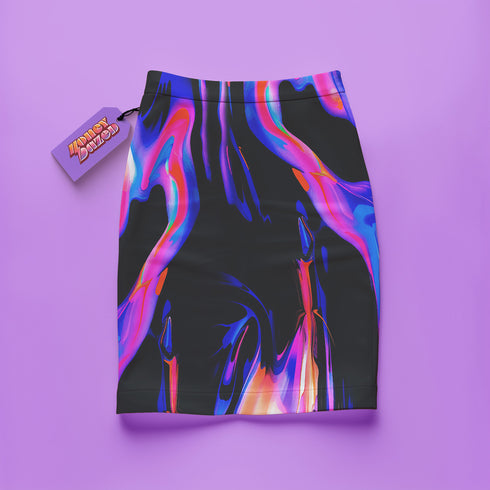 HoloHaze Fitted Mini Skirt in Red