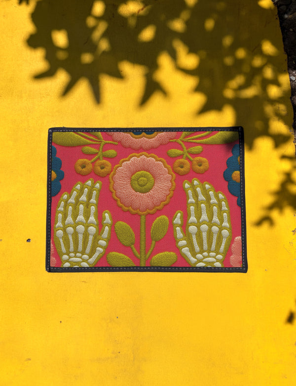 Floral Skeleton Doormat - Pink Maximalist Pastel Goth Decor