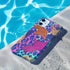 Vibrant phone case with orange tigers on colorful abstract background. Maximalist design featuring multiple tigers and bold purple, pink, and blue patterns. Copy