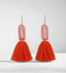 Pink & Red Yarn Wrap Tassel Earrings