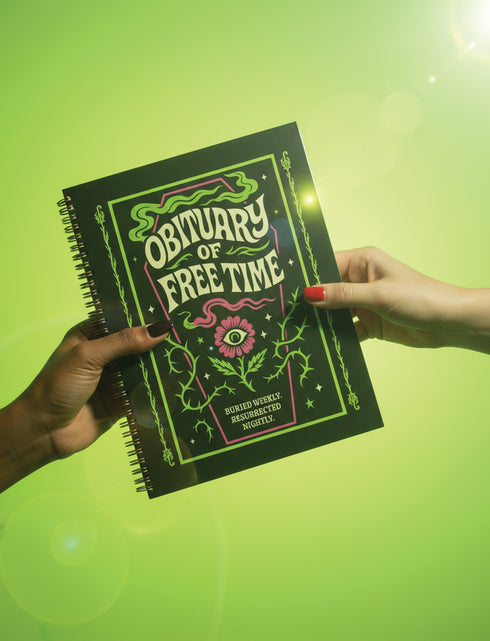 Obituary of Time Gothic Floral Hardcover Spiral Planner 8.5x11 - Dark Humor Journal