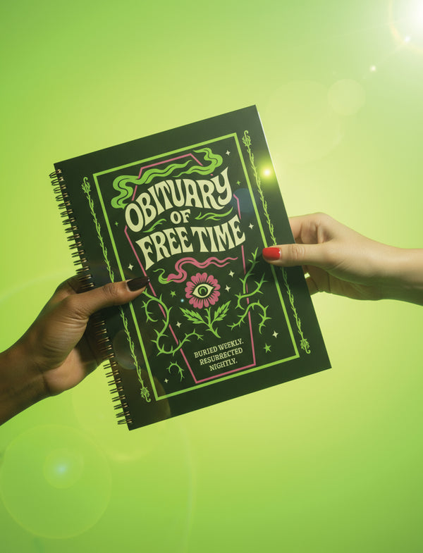 Obituary of Time Gothic Floral Hardcover Spiral Planner 8.5x11 - Dark Humor Journal