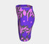 High waisted mini skirt with bold purple and pink floral print in a vibrant, maximalist style. Features a sculpted, body-hugging fit with a 1.5-inch elastic waistband that sits comfortably at the natural waist. Made from eco polyester and spandex blend that is stretchy, quick-drying, odor-resistant, and includes UPF 50 UV protection. Available in standard or glittery metallic finish in sizes S to XL.