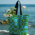 Squared Away Shoulder Tote in Ocean Blue and Green