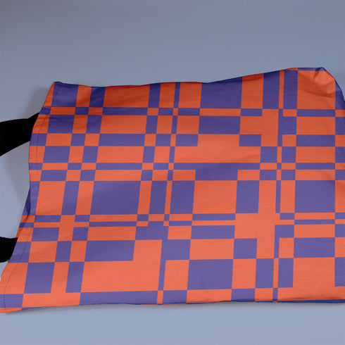 Squared Away Tote in Sunset Orange and Cobalt
