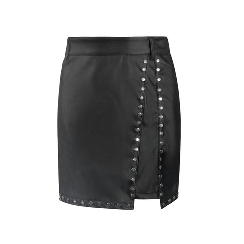 Vegan Leather Studded Mini Skirt