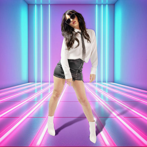 Vegan Leather Studded Mini Skirt