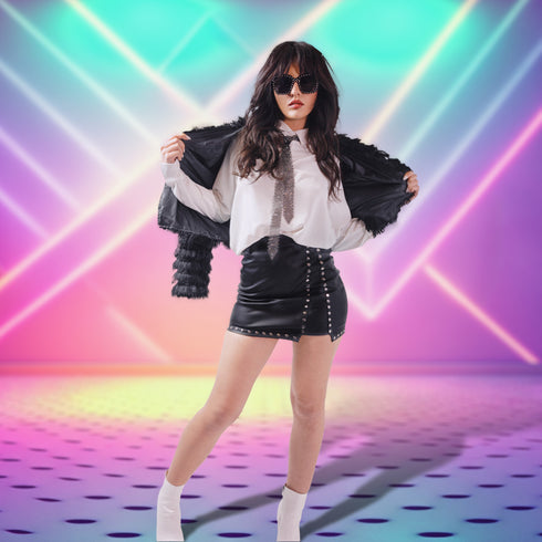 Vegan Leather Studded Mini Skirt