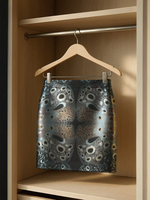 Psychedelic Deer Skin Mini Skirt - Blue Animal Print Bodycon Mini,