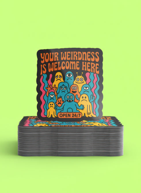 Retro Monster Sticker - 70s Groovy Decal | Colorful Monster Art for Self Acceptance