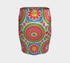 A vibrant bodycon mini skirt featuring a structured grid of retro geometric medallions. The pattern includes concentric circles in red, yellow, and blue, stylized daisy flower motifs, and red and white checkered squares. The skirt has a high-waist elastic band and a smooth, matte performance knit texture. The background is a neutral off-white. This maximalist design utilizes saturated primary colors to create a 70s-inspired psychedelic aesthetic. No purple or navy is present in the print.