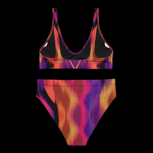 Sunset Ikat Sustainable Women's High Waisted Two-Piece Bikini