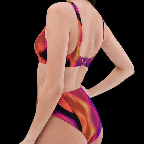 Sunset Ikat Sustainable Women's High Waisted Two-Piece Bikini