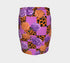 A vibrant, curve-hugging bodycon mini skirt featuring a maximalist mix of orange and purple checkerboard, black leopard print, and realistic rose florals in purple and orange tones. The high-waisted, mid-thigh cut is designed for a confident fit. Made from a durable performance knit fabric with two finish options: a signature UV reactive version that glows under blacklight for festivals and a dazzling glitter knit with reflective silver foil for a party-ready shimmer.