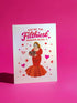 A 5x7 inch pearlescent silver greeting card featuring a flat vector illustration of the drag queen Divine in a red mermaid gown holding a heart-shaped box of chocolates. The text above reads "You're The Filthiest Person Alive" in bold red script with pink sparkles. The card has a shimmering finish that reflects light. Inside text reads "...and I love it." The back features the Honey Dazed logo. Includes a matching envelope.