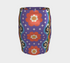 Form-fitting bodycon mini skirt with a mid-rise elastic waistband, falling to mid-thigh in smooth stretch fabric. It features a bold groovy mod floral print: oversized orange flowers with white inner petals and golden yellow centers, black flower accents, and white four-point sparkles, all set on a deep purple background. Rainbow borders in blue, green, orange, and yellow run down each side. The all-over design is a flat dye-sublimated print, available in a smooth knit or glitter knit finish.