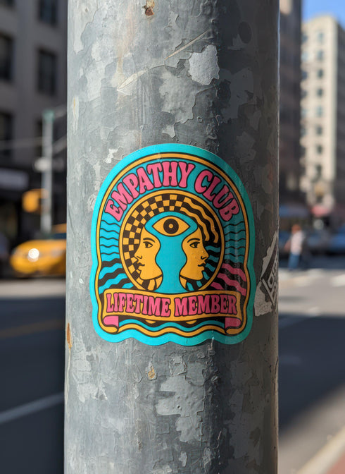 Retro Empathy Club Sticker: 70s Psychedelic Witchy Decal with Spiritual Third Eye for Laptop, Journal