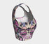 A sleeveless cropped tank top made from stretchy performance knit fabric. The all-over print features a dense, scattered pattern of pastel goth and creepy cute motifs over a light background. Graphics include pink and blue bats in flight, floating eyeballs with blue irises, pink skulls, and glossy vampire lips with sharp white fangs and tongues sticking out. The neckline is a high scoop and the armholes are curved. The fabric comes in either a matte finish or a sparkly silver glitter foil.