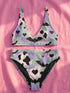 Pastel High Waisted Checkerboard Bat Bikini
