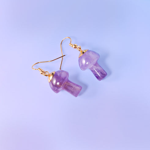 Amethyst Mushroom Earrings
