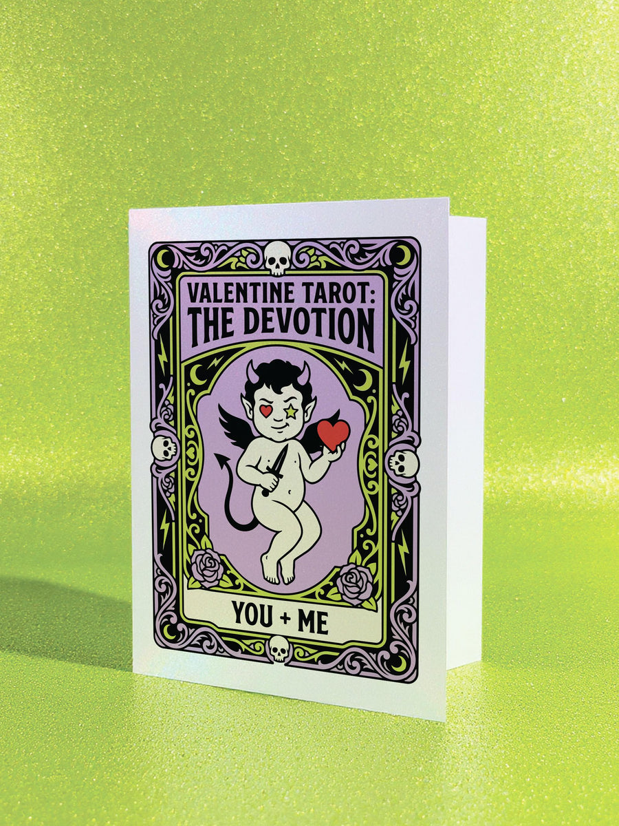 Pastel Goth Tarot Valentine Card: The Devotion Imp Funny Anti