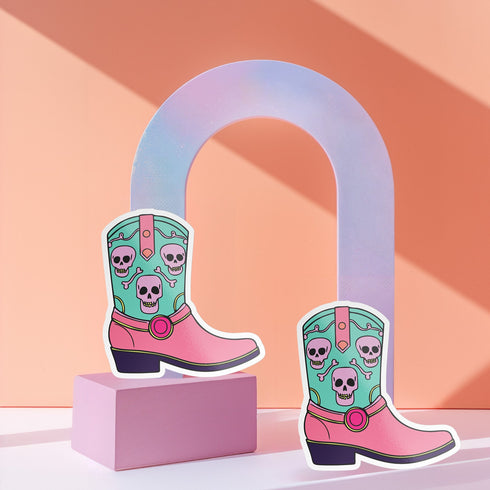 Goth Cowgirl Boot Skull Sticker