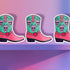 Colorful Goth Cowgirl Boot Sticker with teal and pink boot and skulls, perfect for adding a spooky and quirky touch to your belongings.