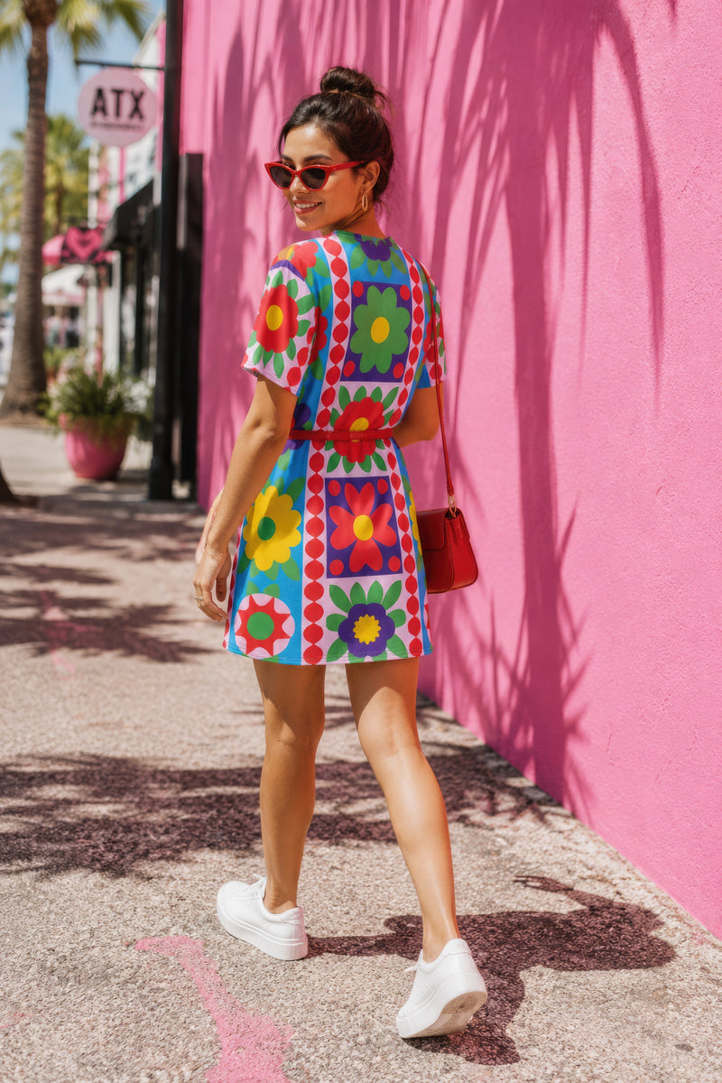 Patchwork Floral T-Shirt Dress | 70s Mod Mini Dress – Honey Dazed