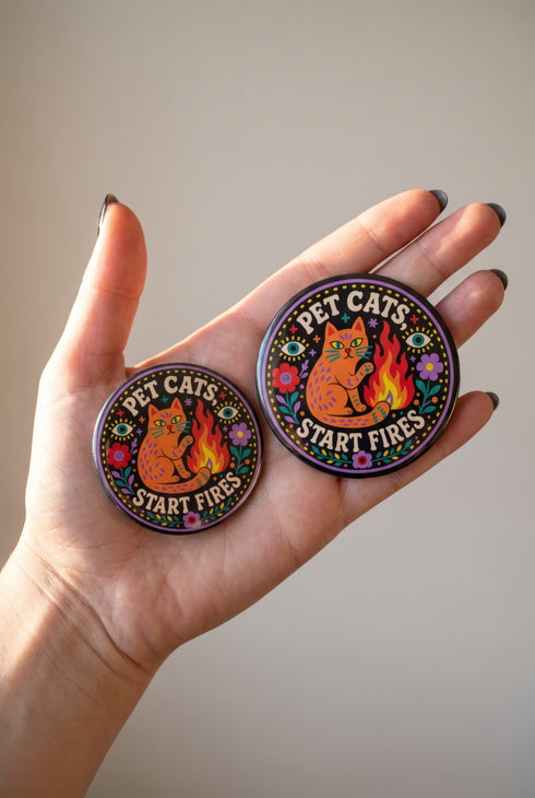 Activist Cat Protest Pinback Button