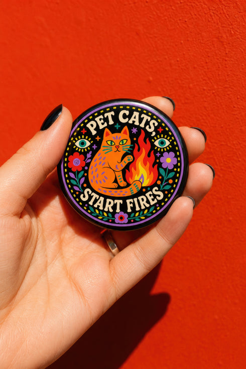Activist Cat Protest Pinback Button