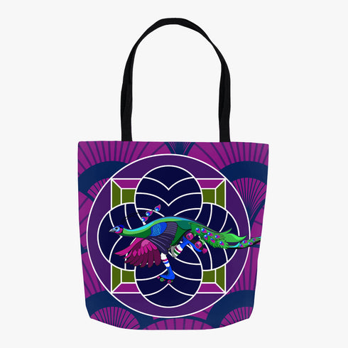 Art Deco Roller Skating Peacock Canvas Tote